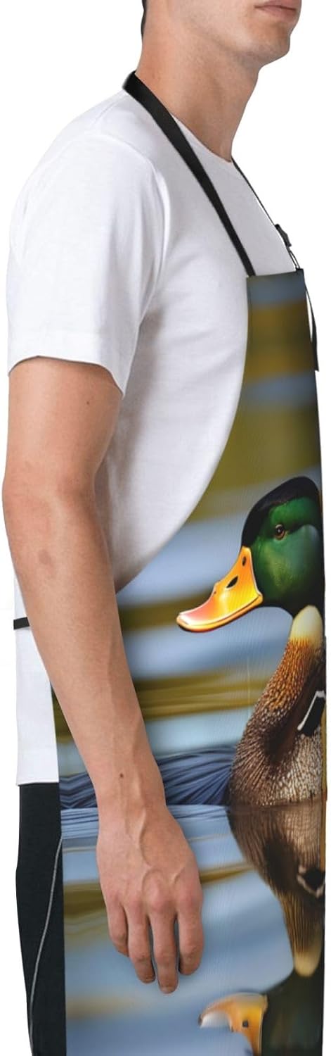 mallard duck print Waterproof apron with pocket adjustable cooking apron for adult kitchen bibs to bake
