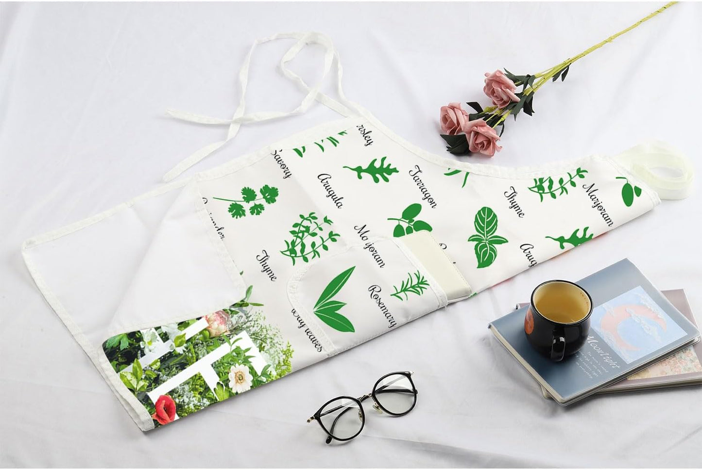 MBMSO Herb Garden Apron Herb Lovers Gifts Herb Plant Apron with Pocket