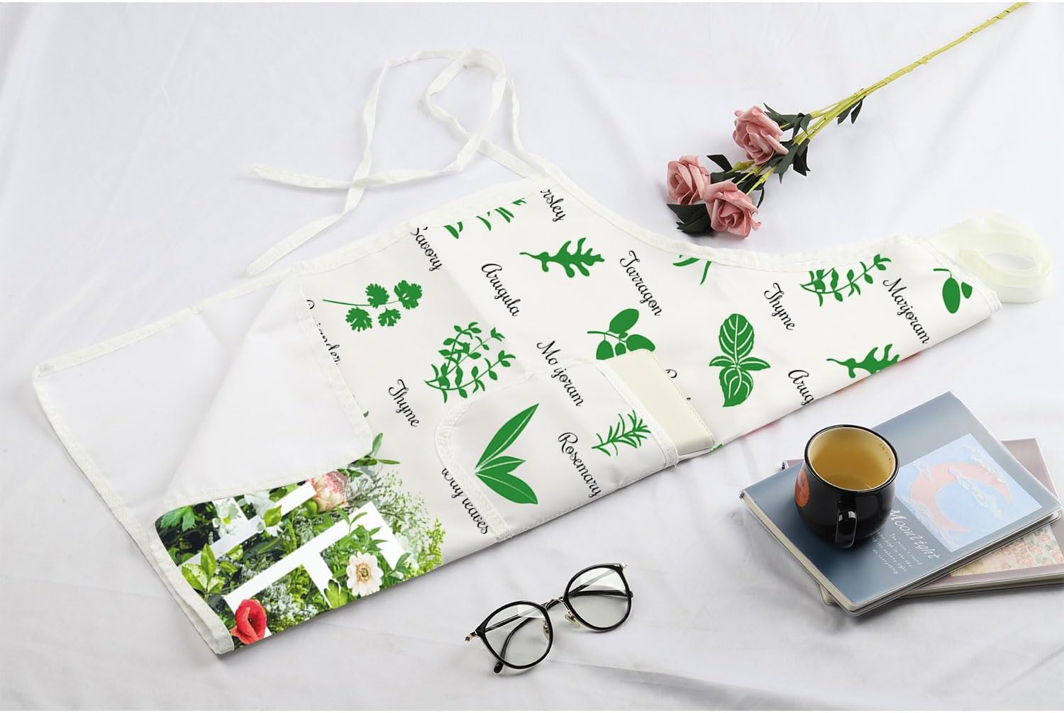 MBMSO Herb Garden Apron Herb Lovers Gifts Herb Plant Apron with Pocket