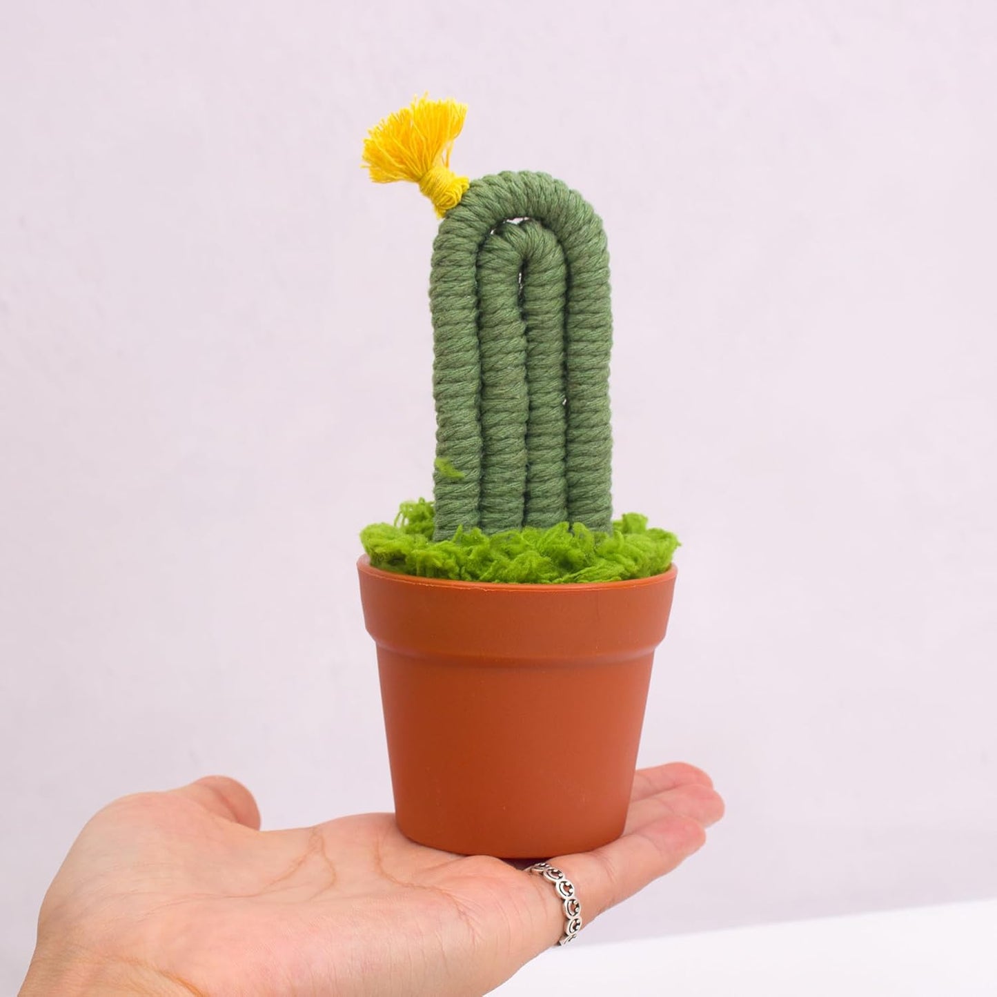 3pcs Handmade Macrame Artificial Cactus, Fake Cactus Potted Plants in Planter Pot, Cute Plant for Friends, Lovers, Classmates and Home Decor Indoor Office Desk