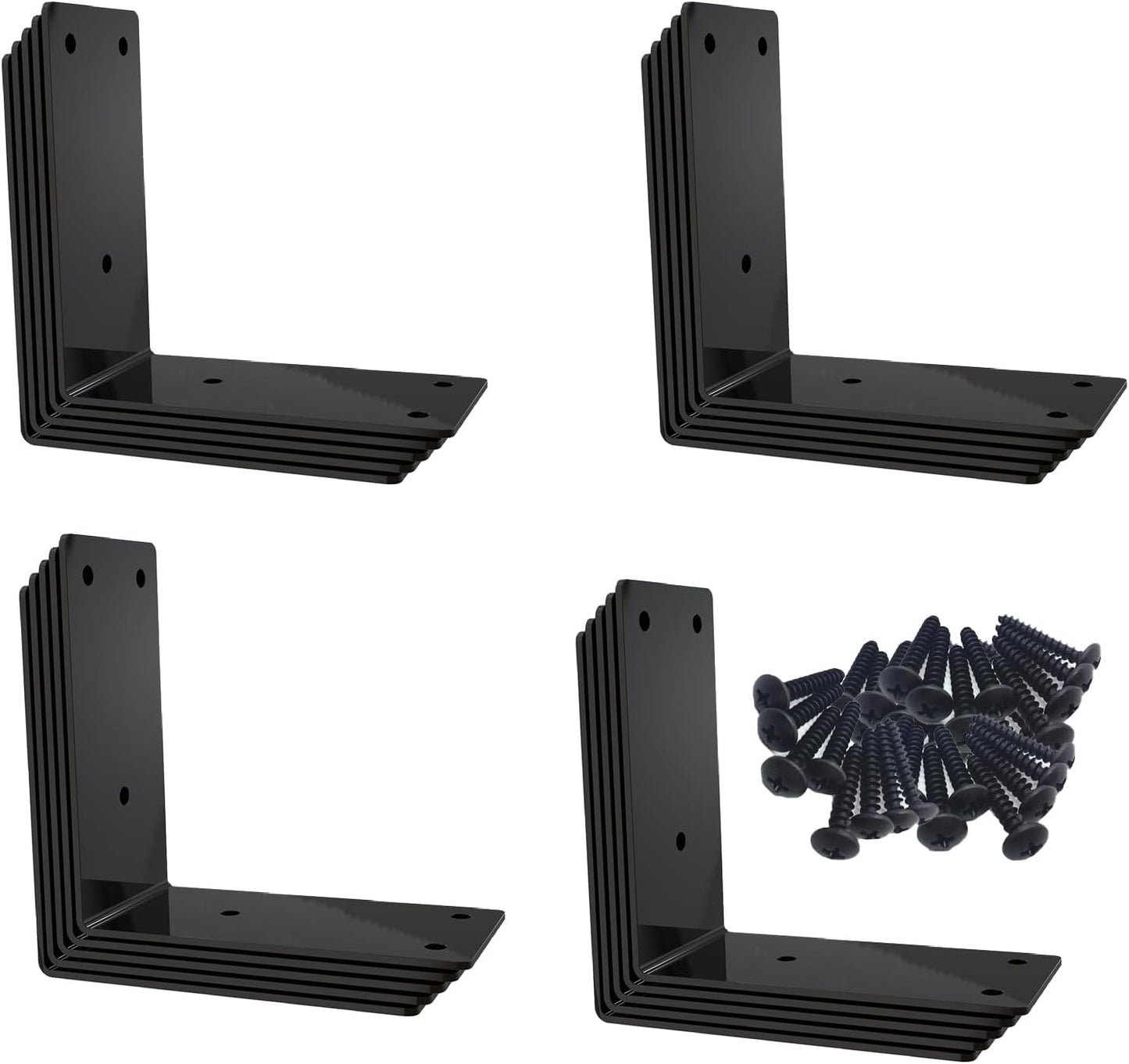 L Bracket,Raised Garden Bed Corner Brackets,Heavy Duty Corner Brace,Stainless Steel Shelf Bracket,Black Large Angle Brackets, Metal Iron Bracket for Wood Aufuga (10)