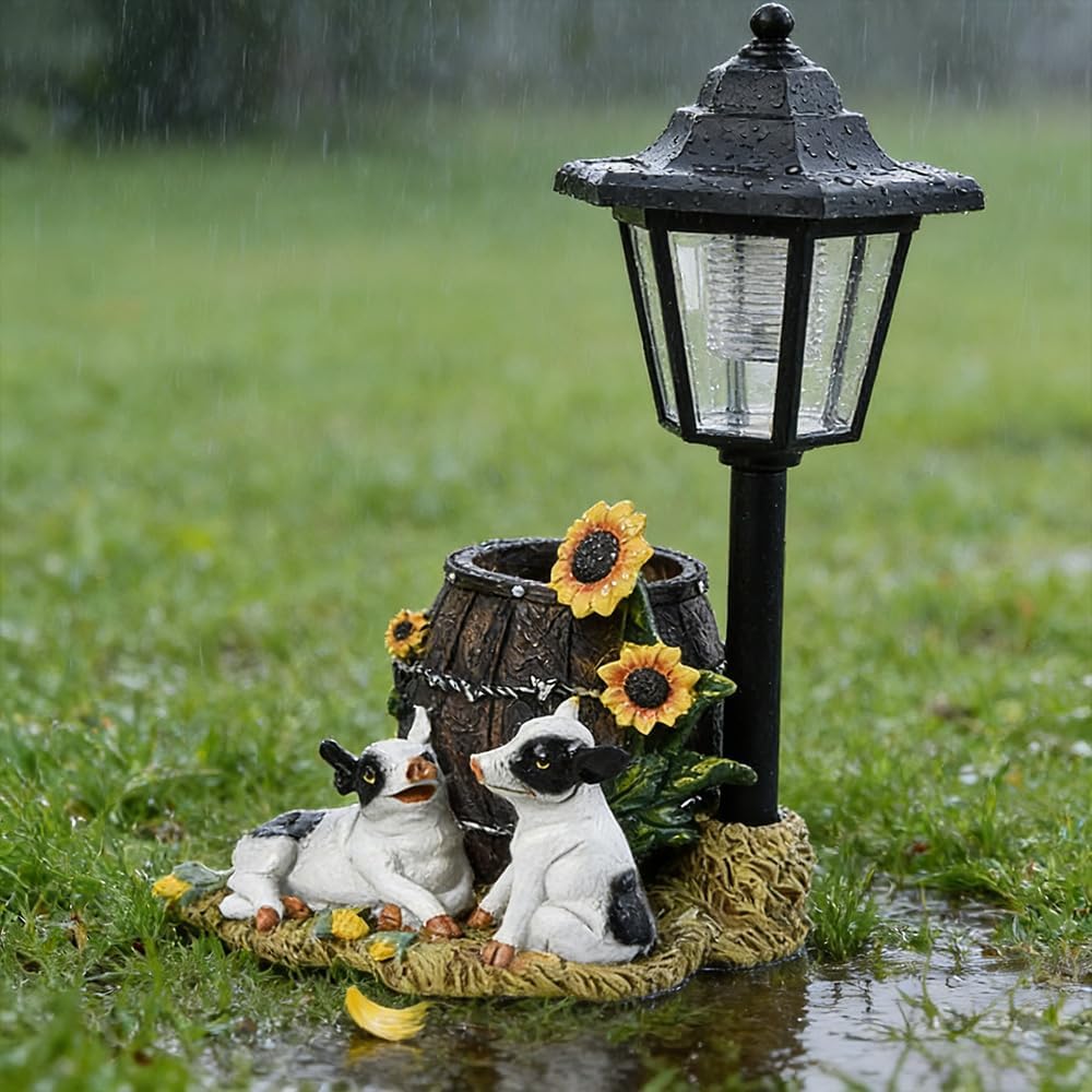 Solar Pigs Night Light Sculpture Outdoor Garden Street Decoration,Couple Pigs Decorations Lantern Sculptures for Patio Yard Lawn Walkway Ornaments Clearance Gifts for Mom Grandma Birthday