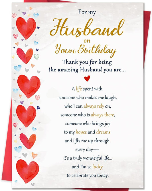 Funny Birthday Card Gifts for Husband from Wife, Happy Birthday Decorations for Men-8x5.3 Inches, Double-Sided