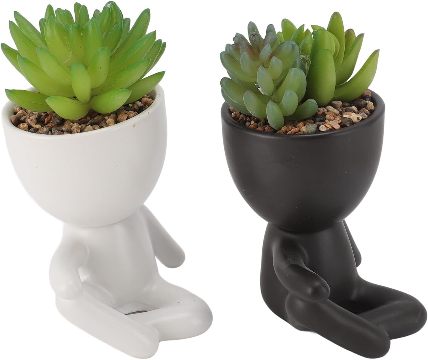 ZJchao Planter, Air Plants Office Plants Artificial Flower Pot Human Shaped Mini Fake Flower Pot Cute Desk Decor for Office, Home, Bathroom and Shelf