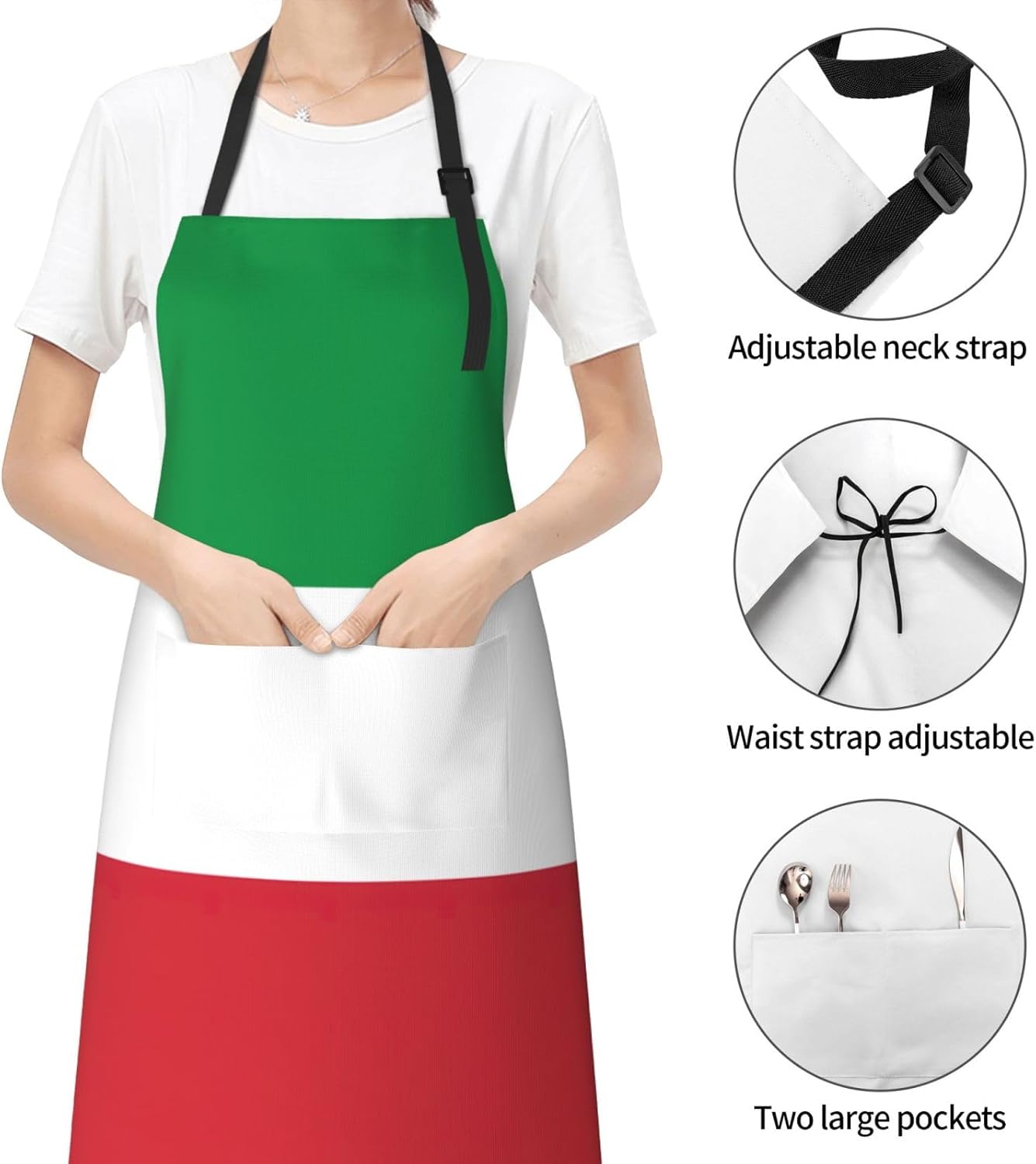 Italian flag print Waterproof chef's apron with pocket apron for kitch