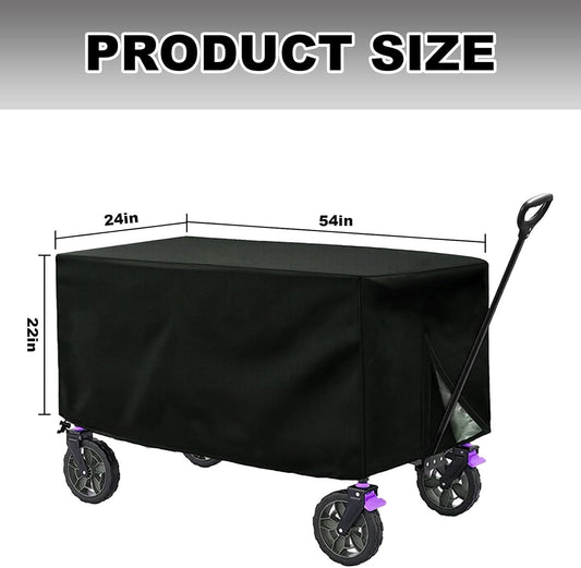 420D Oxford Cloth Waterproof Cover for Folding Garden Wagon Utility Wagon Cart (Black-54" x 22" x 24")