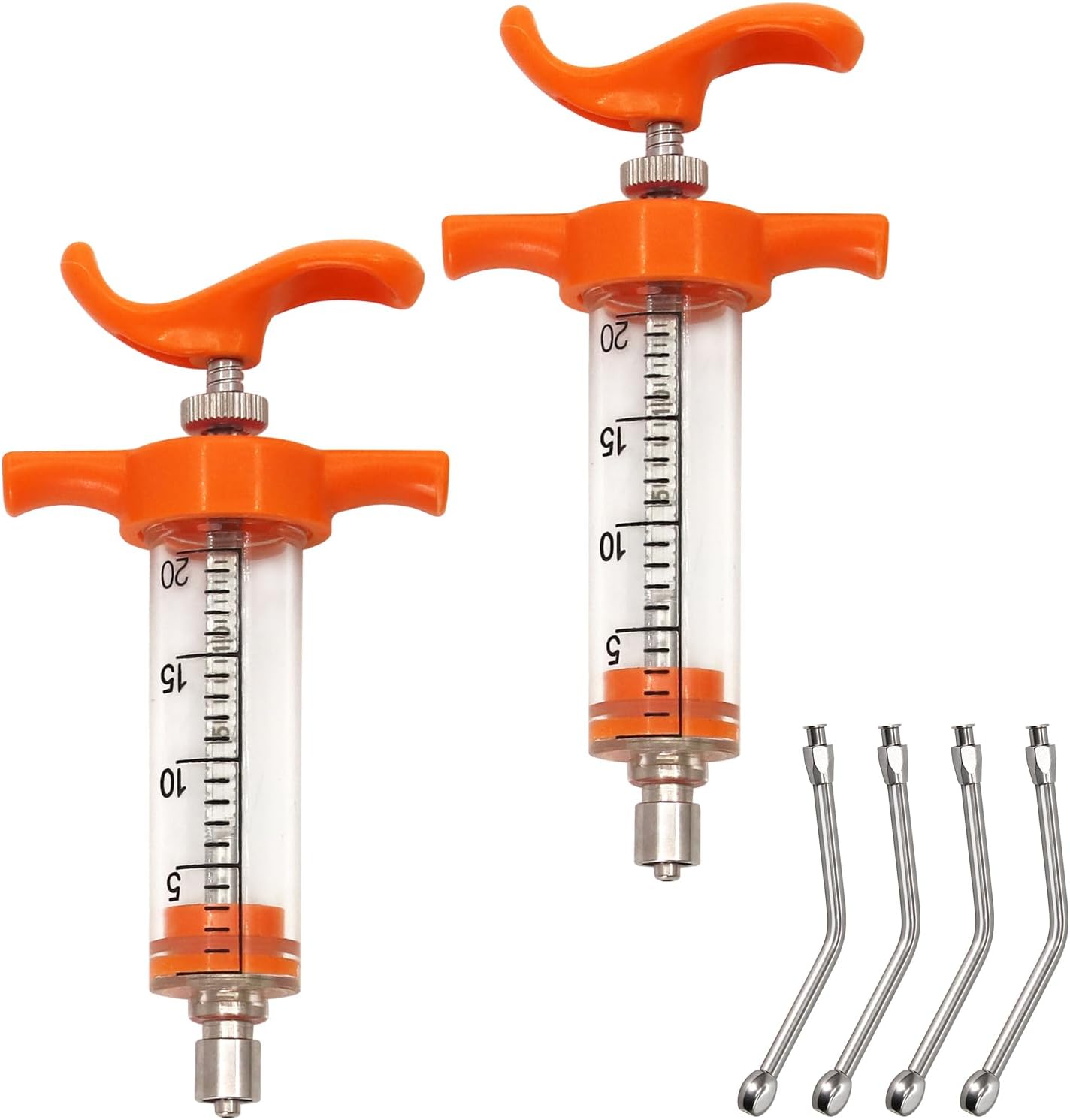 2 Pieces Goat Syringe with 4 Drench Nozzle Adjustable Dosage ,Reusable