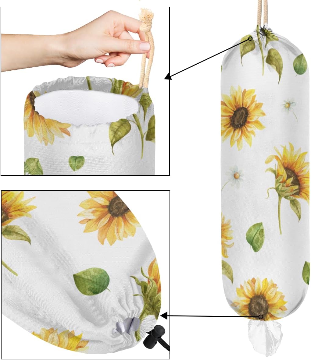 1 Pcs Sunflower Garden Charm Plastic Bag Holder, Waterproof Reusable W