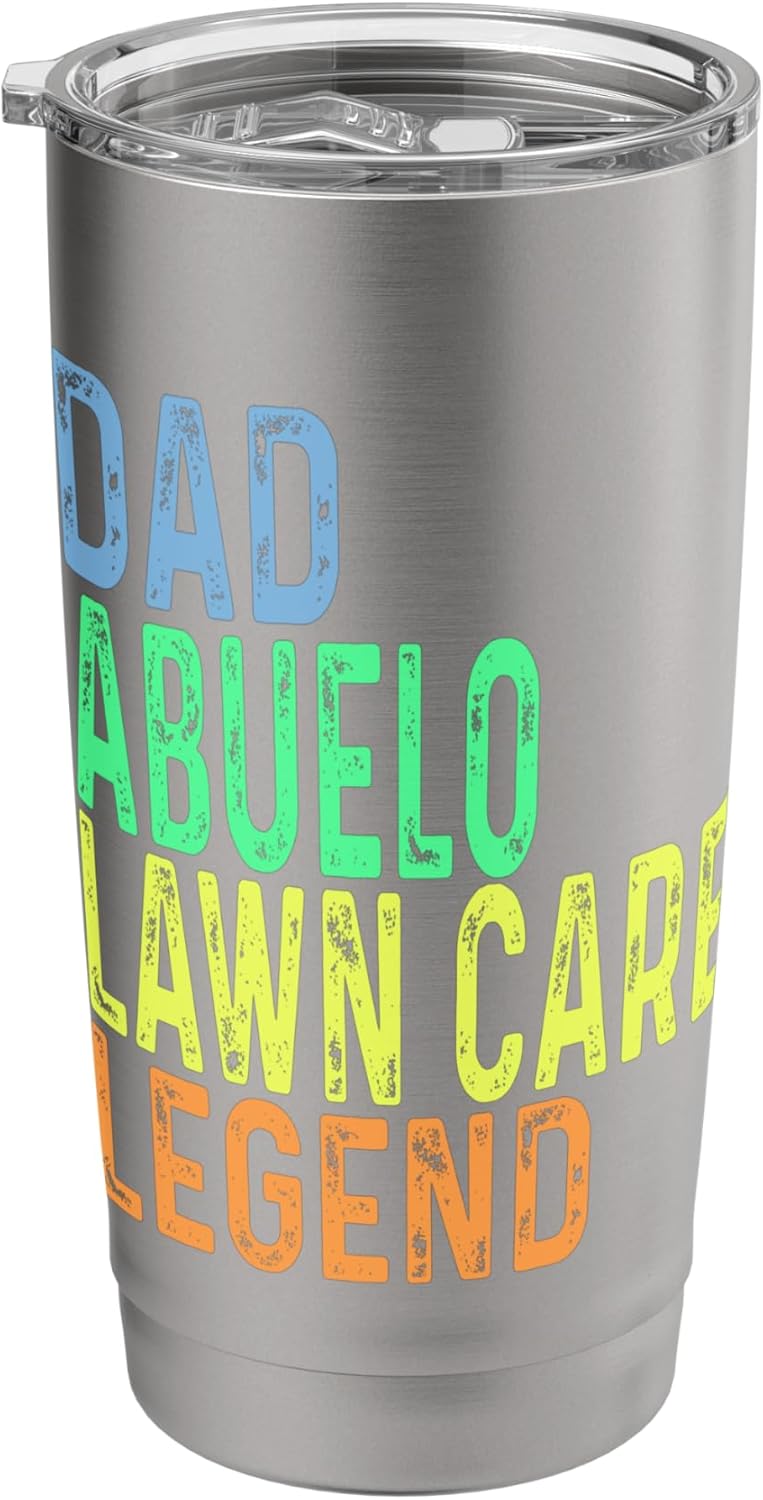 Funny Dad Abuelo Lawn Care Legend Grass Mowing Lawn Mower Stainless Steel Insulated Tumbler