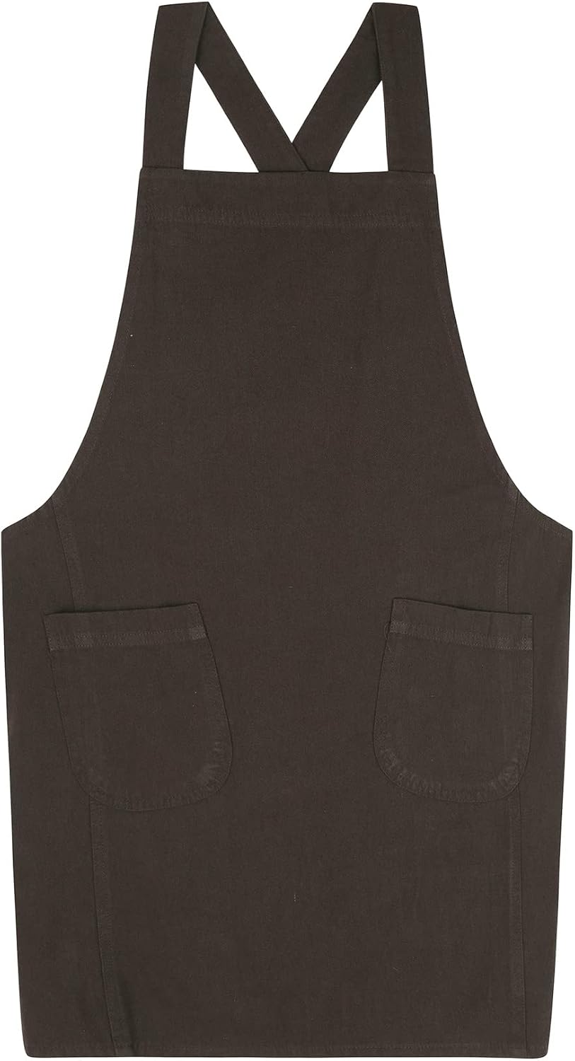 Denim Cotton Canvas Cross Back Aprons Solid Color Shop Kitchen Garden 