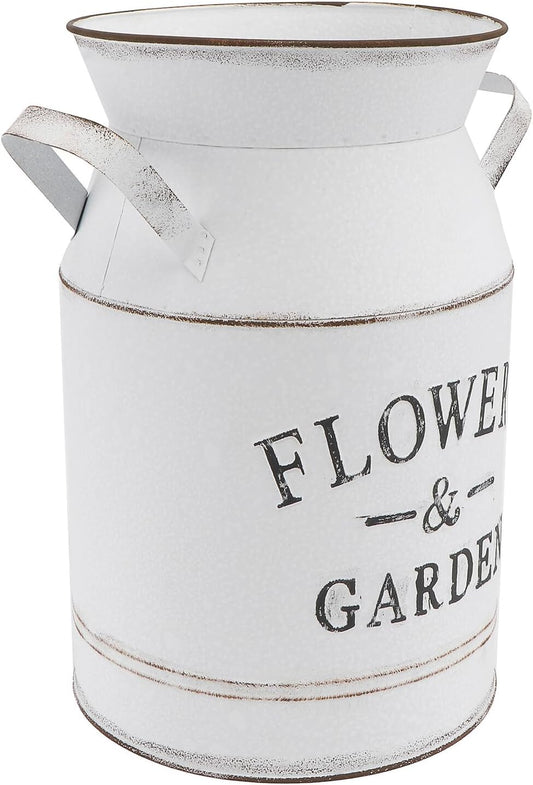 Milisten Vintage Metal Flower Bucket Vase Large Retro Letter Pattern D