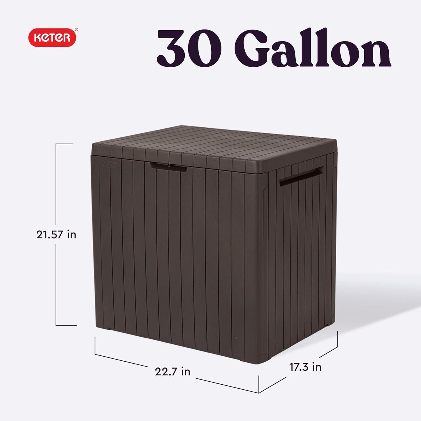 Keter City 30 Gallon Resin Outdoor Storage Box and Patio Furniture Sid