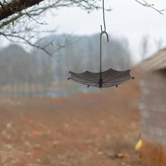 Umbrella Shaped Hanging Bird Feeder, Decorative Iron Feeding Station for Outdoor