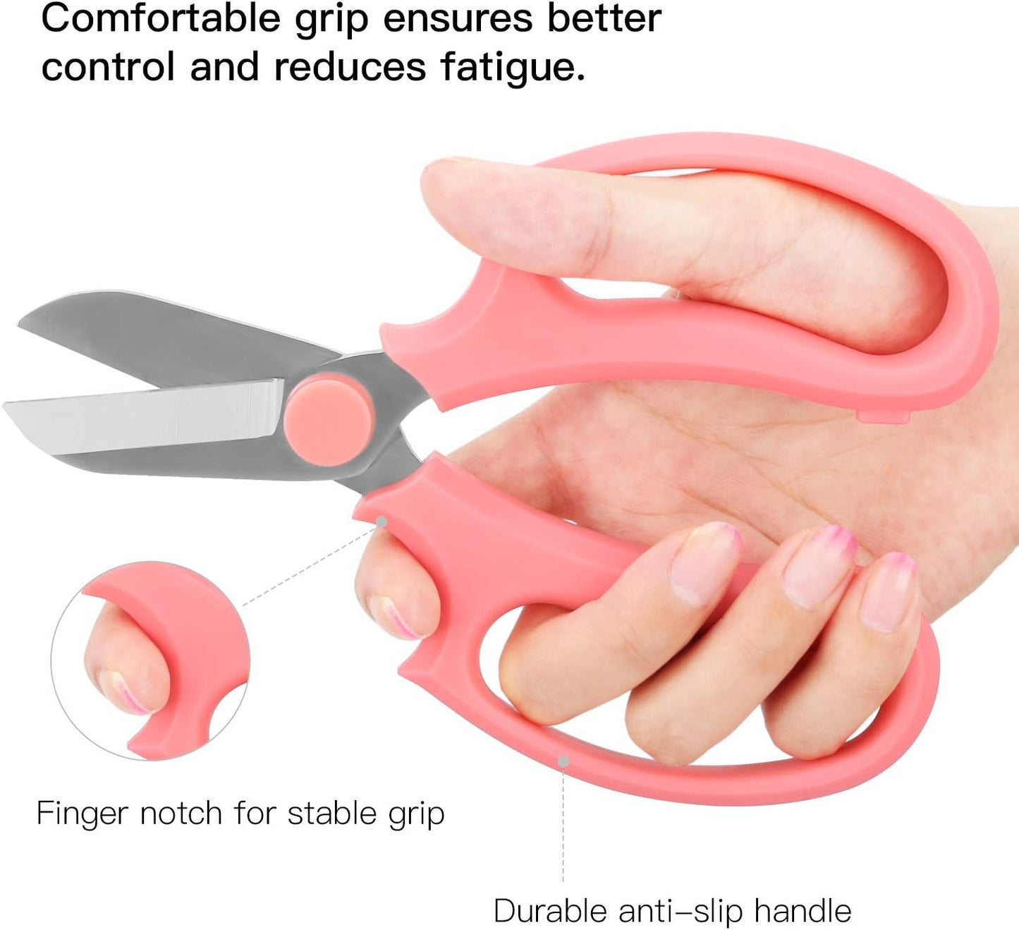Housolution Flower Scissors, Strong Floral Shears, Premium Steel Garden Pruning Shears Garden Scissors Floral Fruits Leaf Scissors Hand Pruner Snip Trimming Tool for Gardening Flower Arrangement, Pink