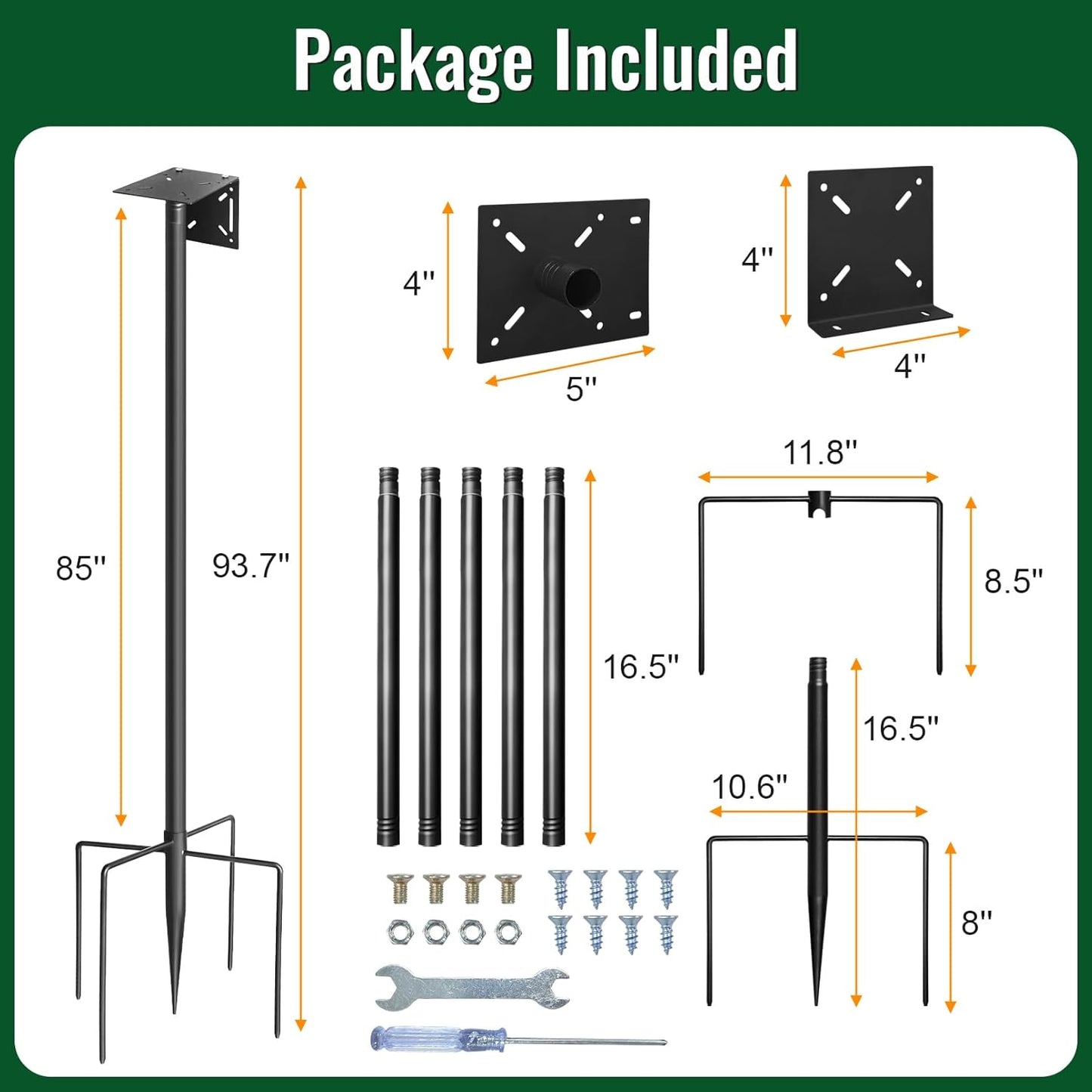 Bird House Pole, 92in Adjustable Bird Feeder Pole for Outdoors, Heavy Duty Smart Feeder Pole Mount Kit for Feeders, Birdhouse, Weather Station, Birdwatching