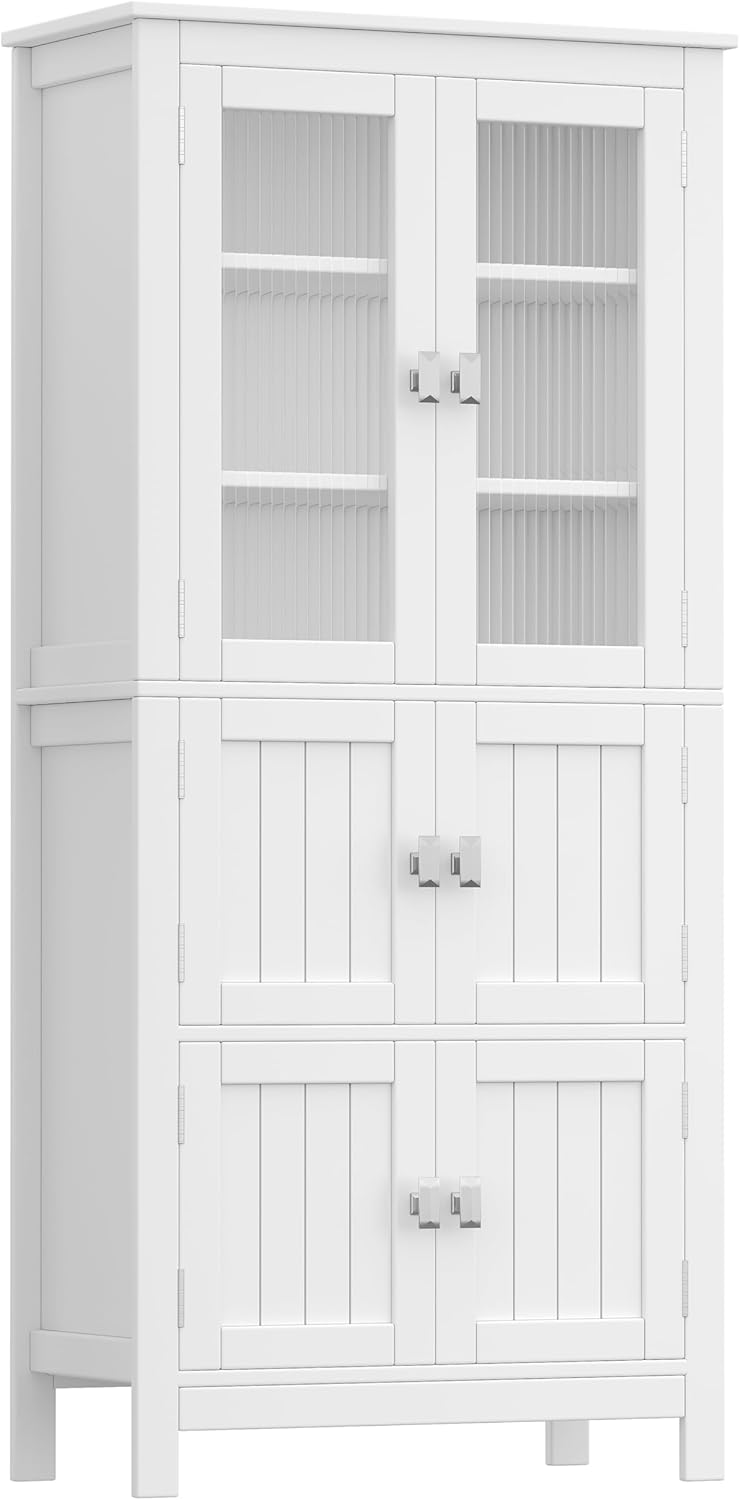 53.1" H Tall Bathroom Storage Cabinet, Bathroom Floor Cabinet with 6 D
