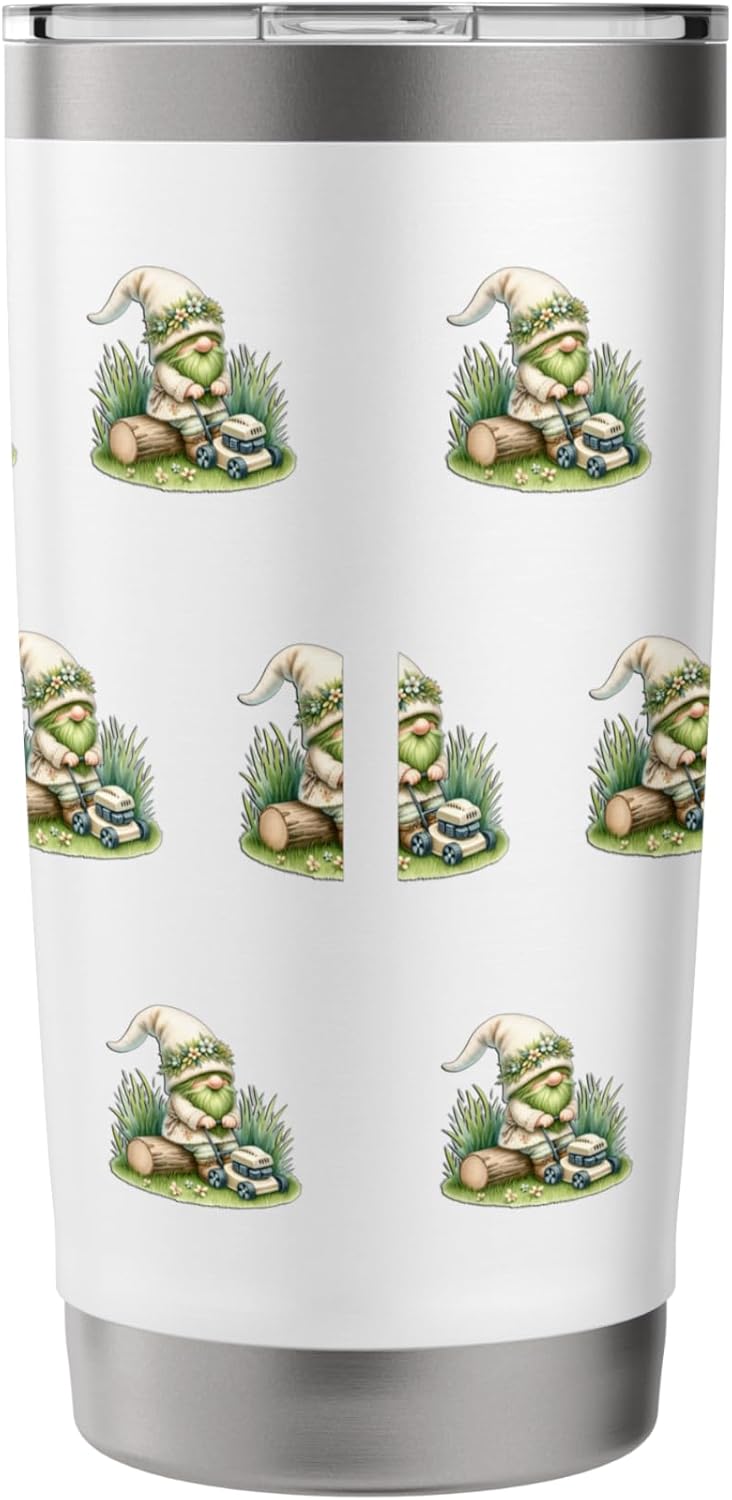 Green Spring Gnome Grandpa For Lawn Mower And Lawn Care Dad Stainless Steel Insulated Tumbler