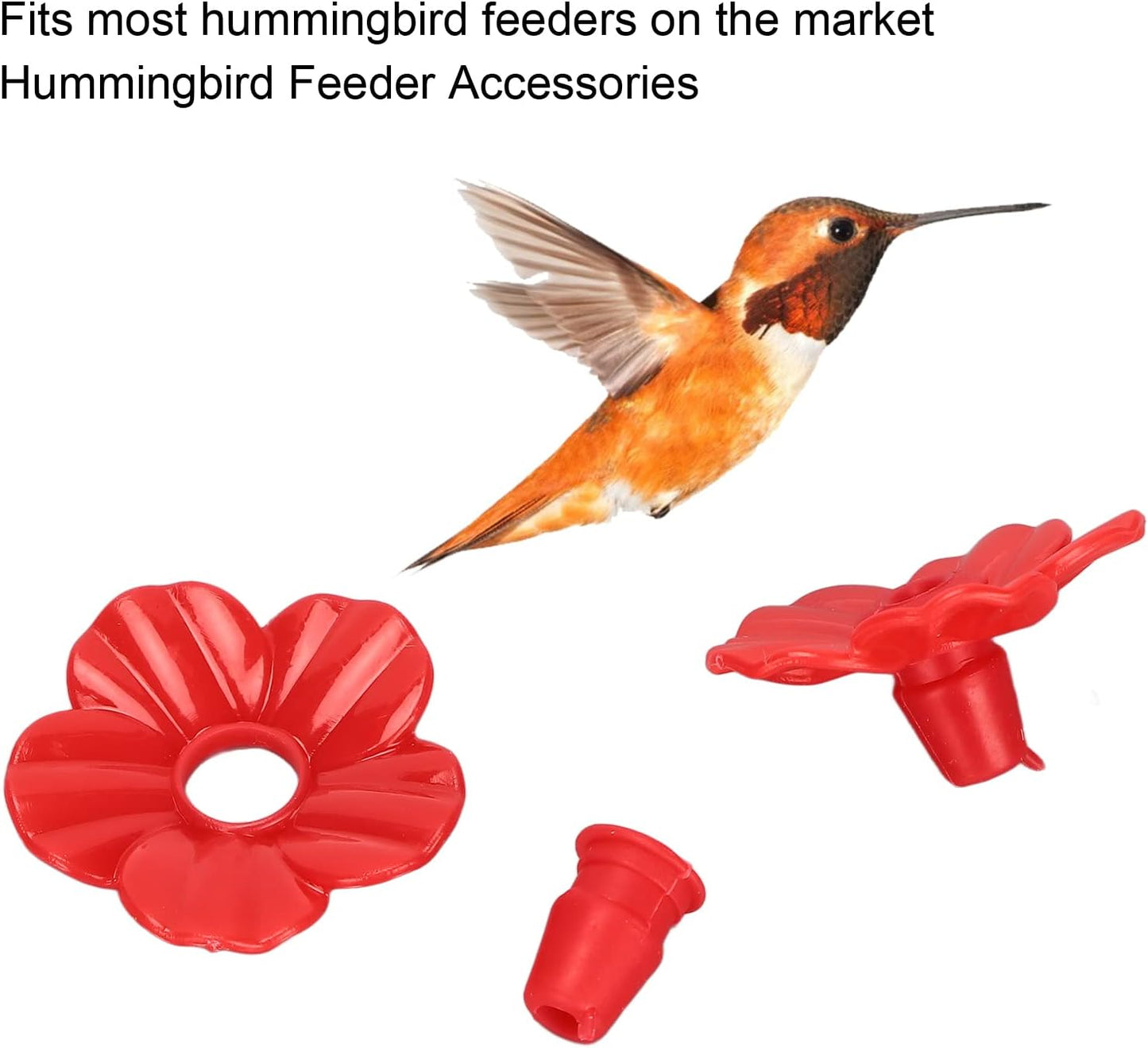 Watris Veiyi 30 Sets Hummingbird Feeder Replacement Flowers Parts, Bird Feeder Replacement Parts, Hummingbird Feeder Accessories for Hummingbird Feeder Hanging Feeder, 1.2in/3.1cm (Red)
