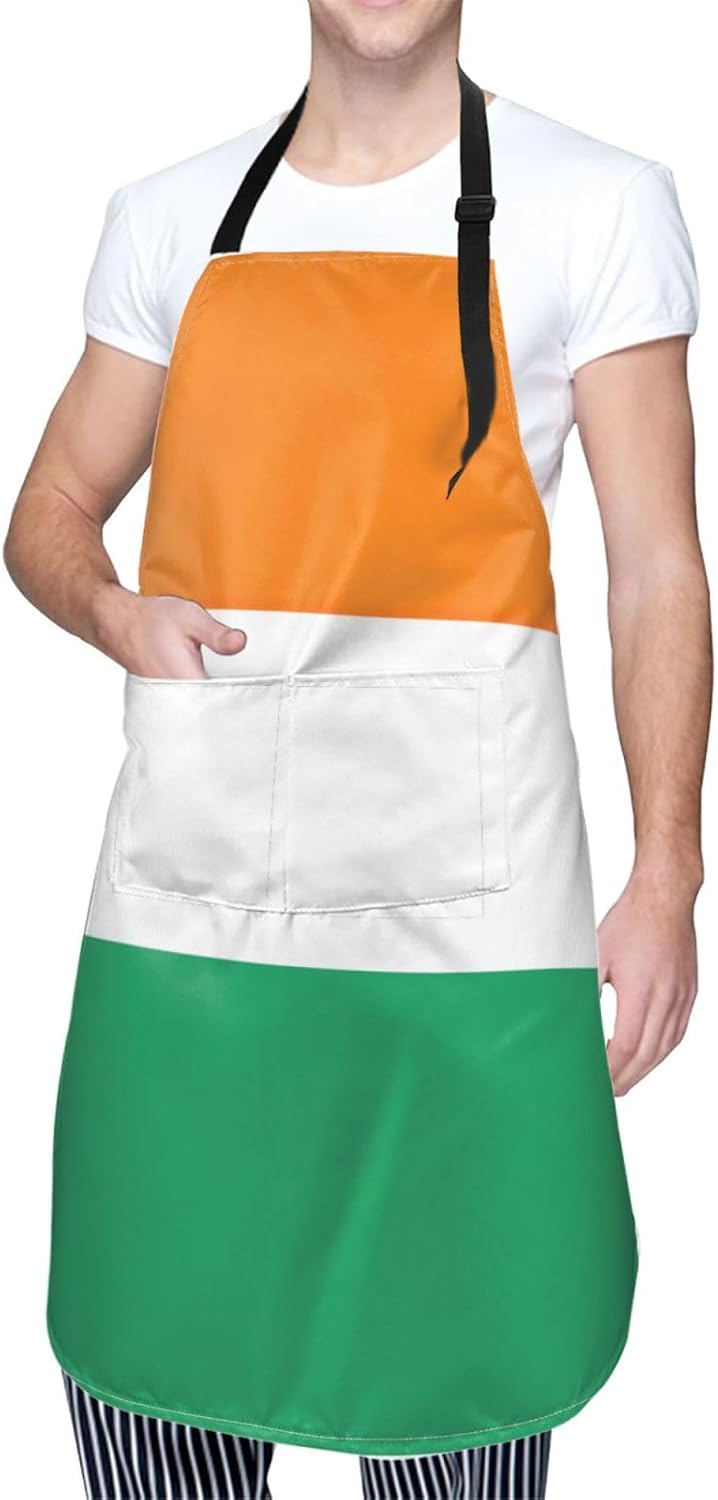 Flag of Cote d'Ivoire print Waterproof chef's apron with pocket apron for kitchen cooking baking barbecue and gardening