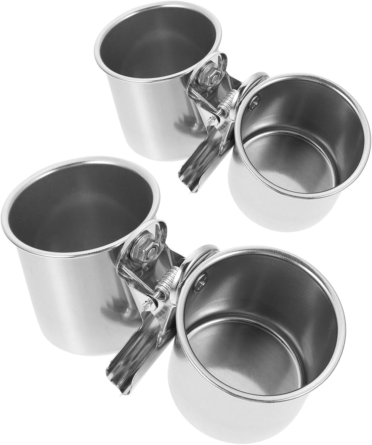 PRETYZOOM 2pcs Stainless Steel Bird Feeder Cups with Clip Holder Small and Medium Parrot Food Bowls for Bird Cage Feeding Sturdy Cage Food Holders for Parrots