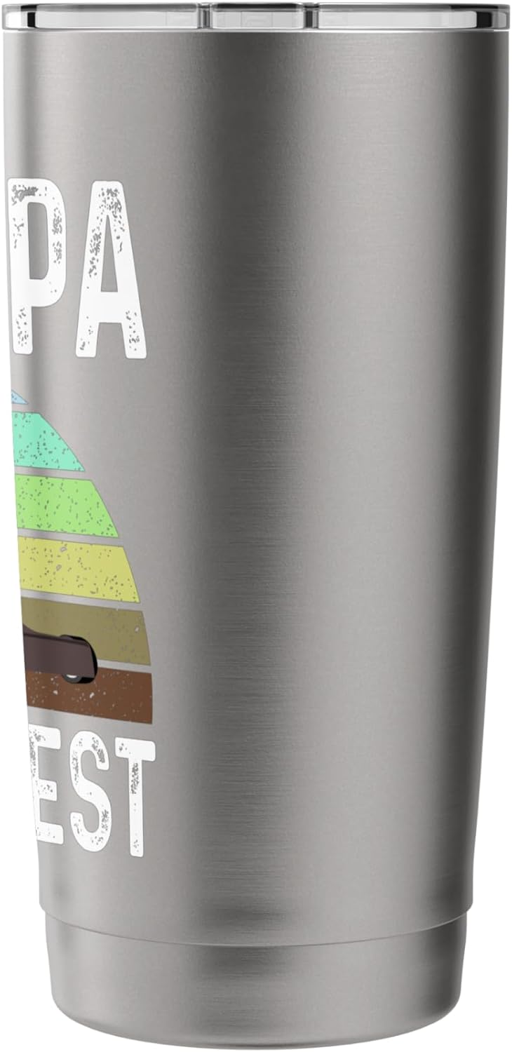 Funny Grampa Mows Best Lawn Care Grass Mowing Lawn Mower Dad Stainless Steel Insulated Tumbler