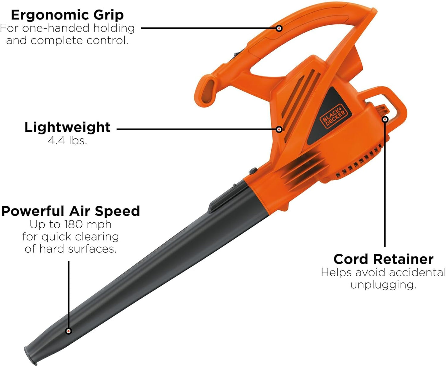 BLACK+DECKER Electric Leaf Blower, Handheld Blowers for Lawn Care, Lig