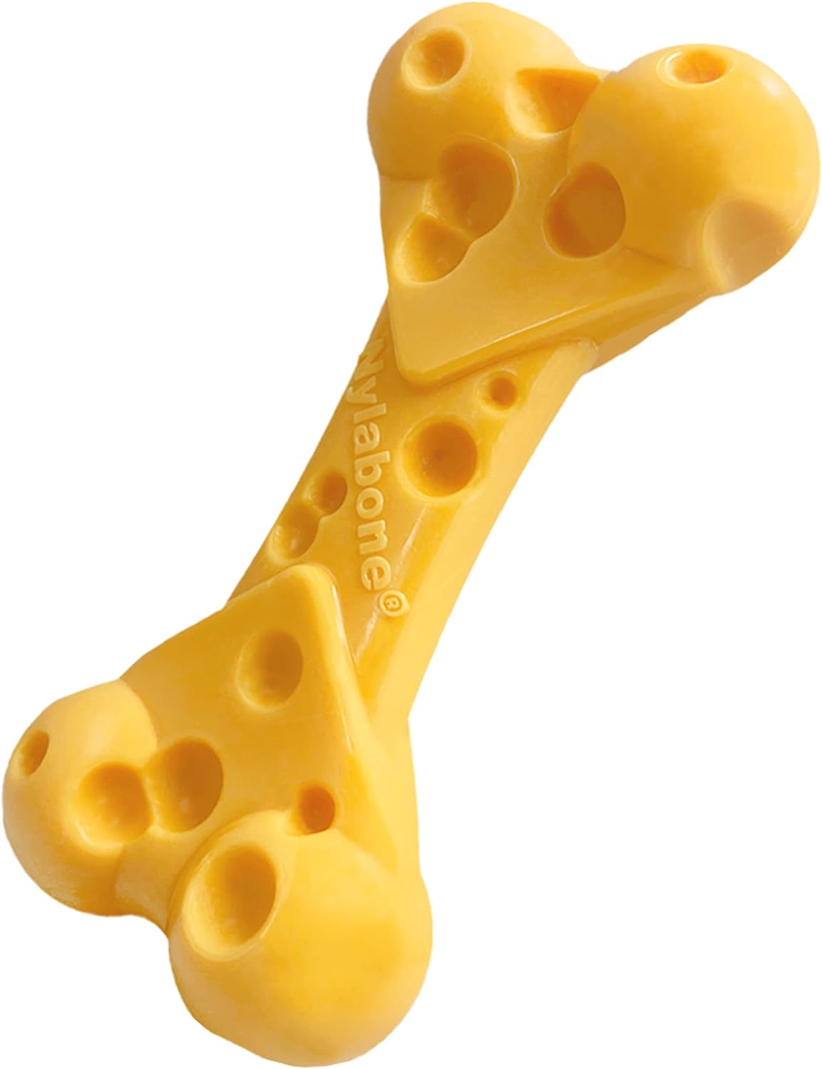 Nylabone Cheese Bone Power Chew Toy for Dogs, Cute Dog Toys for Aggres