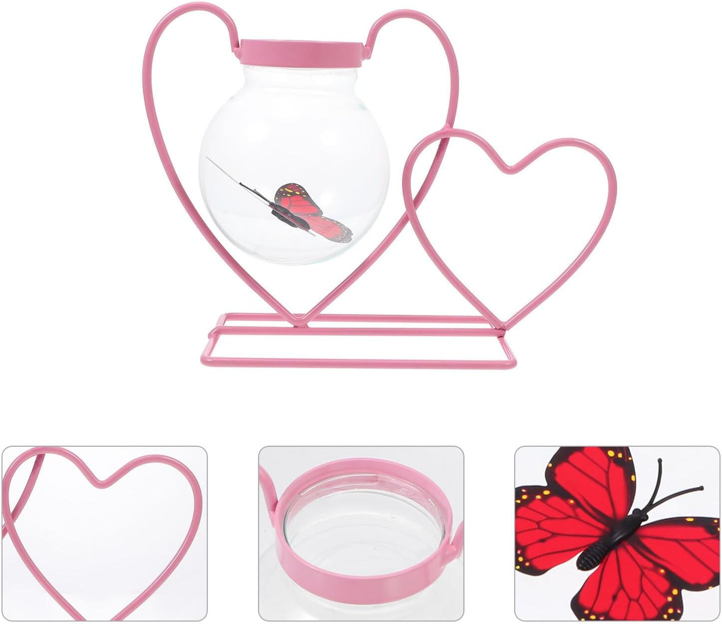 PRETYZOOM Glass Hydroponics Planter Vase with Iron Stand, Desktop Flow