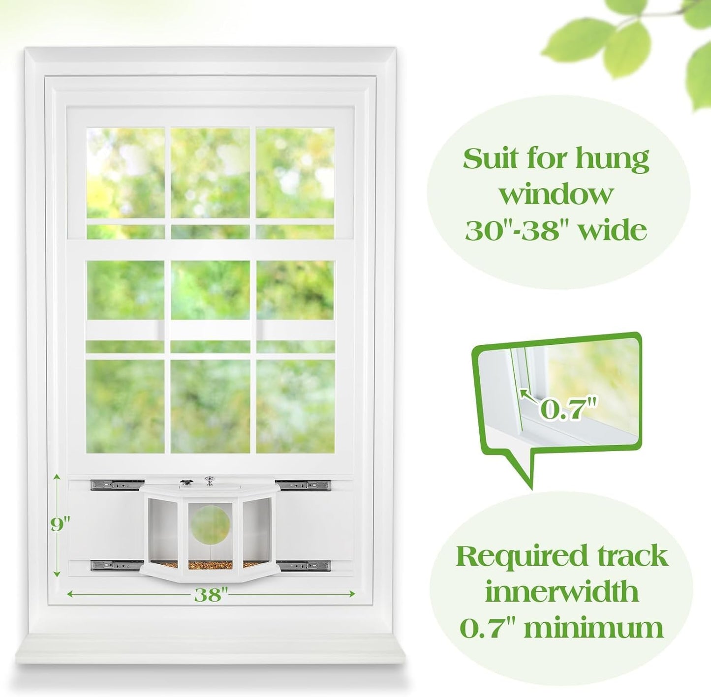 Window Bird Feeder with Secure Locker & Rail Sliding 180° Clear Design Squirrel Proof Bird Feeder for Indoor Window Viewing