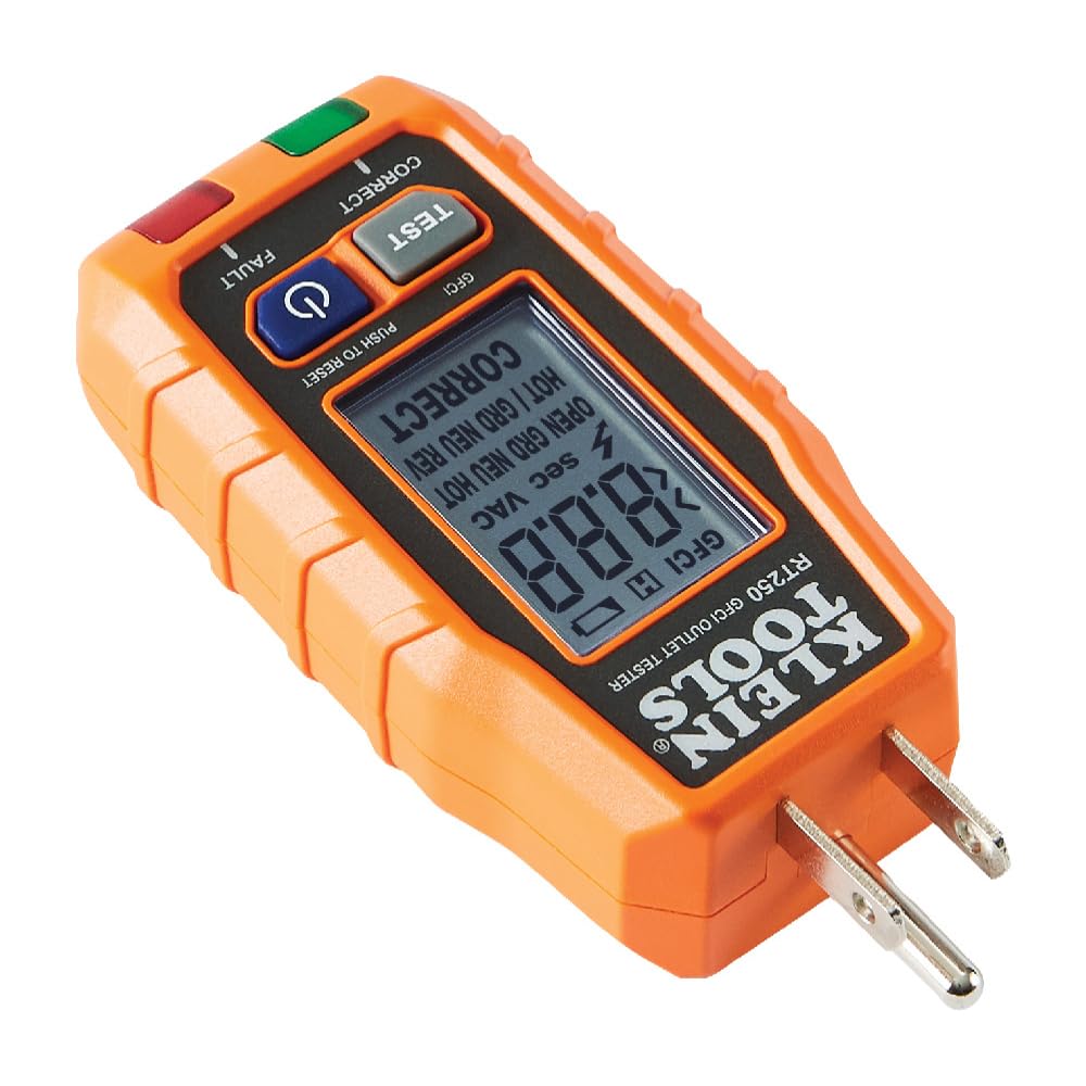 Klein Tools RT250 GFCI Outlet Tester with LCD Display, Electric Voltag