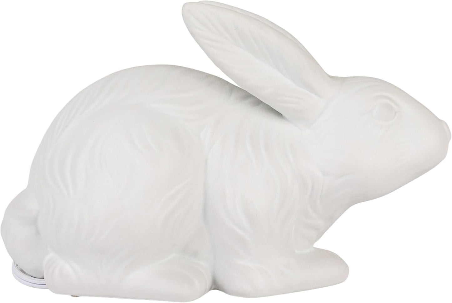 Creative Co-Op Stoneware Rabbit Shaped Lamp with Inline Switch, Bisque