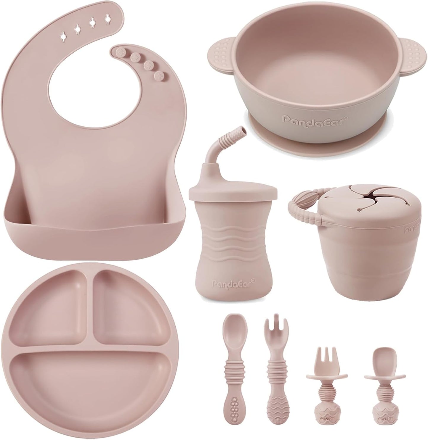 PandaEar Silicone Baby Feeding Set | 9PCS Baby Led Weaning Supplies Se