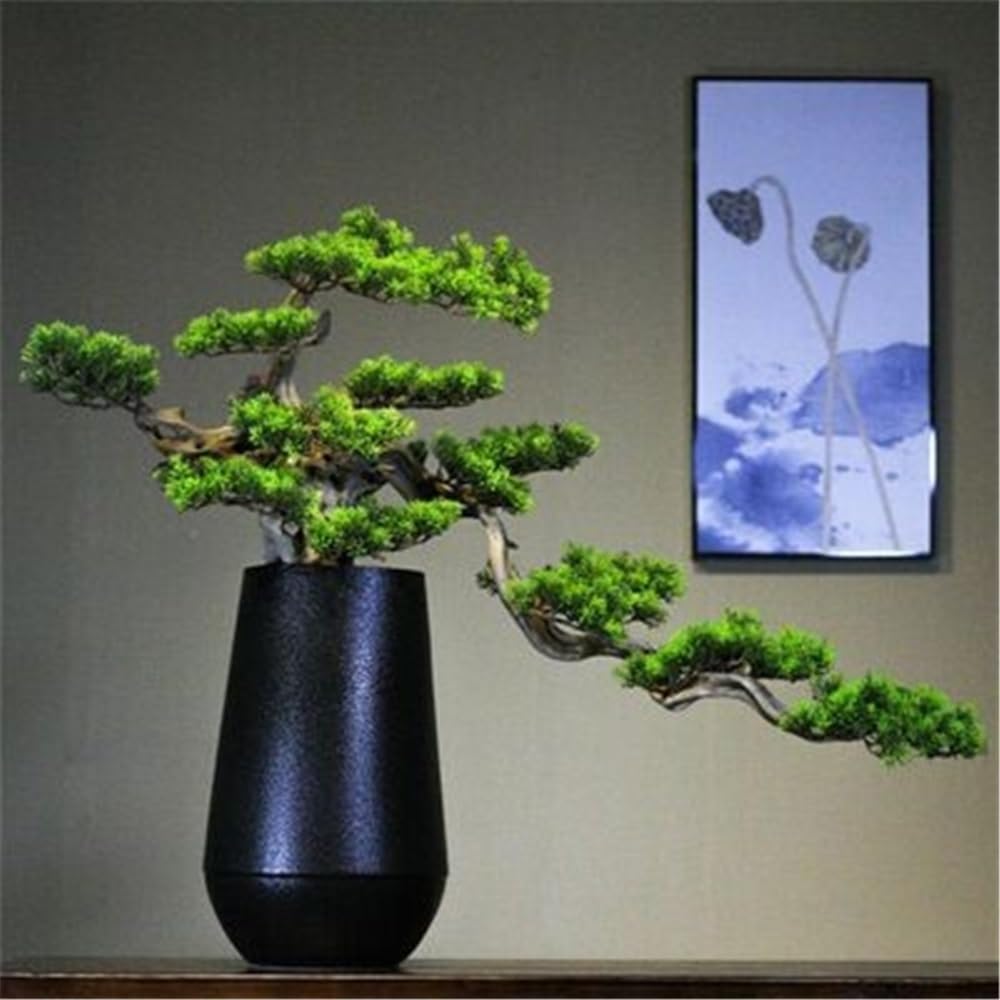 Artificial Plants Display Tree Artificial Simulation Tree with Ceramic Vase Desktop Fake Plant Ornaments for Living Room, Office, Flower Stand Book Shelf Decor Ornaments