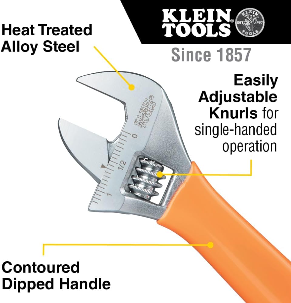 Klein Tools D5073 Adjustable Wrench Set, Extra Capacity, 6-Inch, 8-Inc