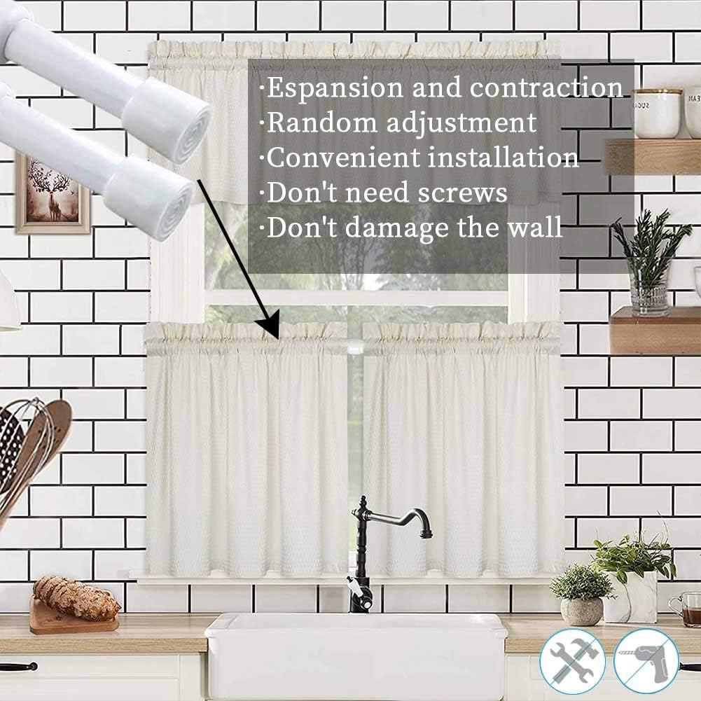 2 Pack Curtain Rod Adjustable 28-43 Inches，5/8" Diameter， White，Small Short Expandable Spring Loaded Tension Rods For Window, Bathroom, Cupboard,Kitchen