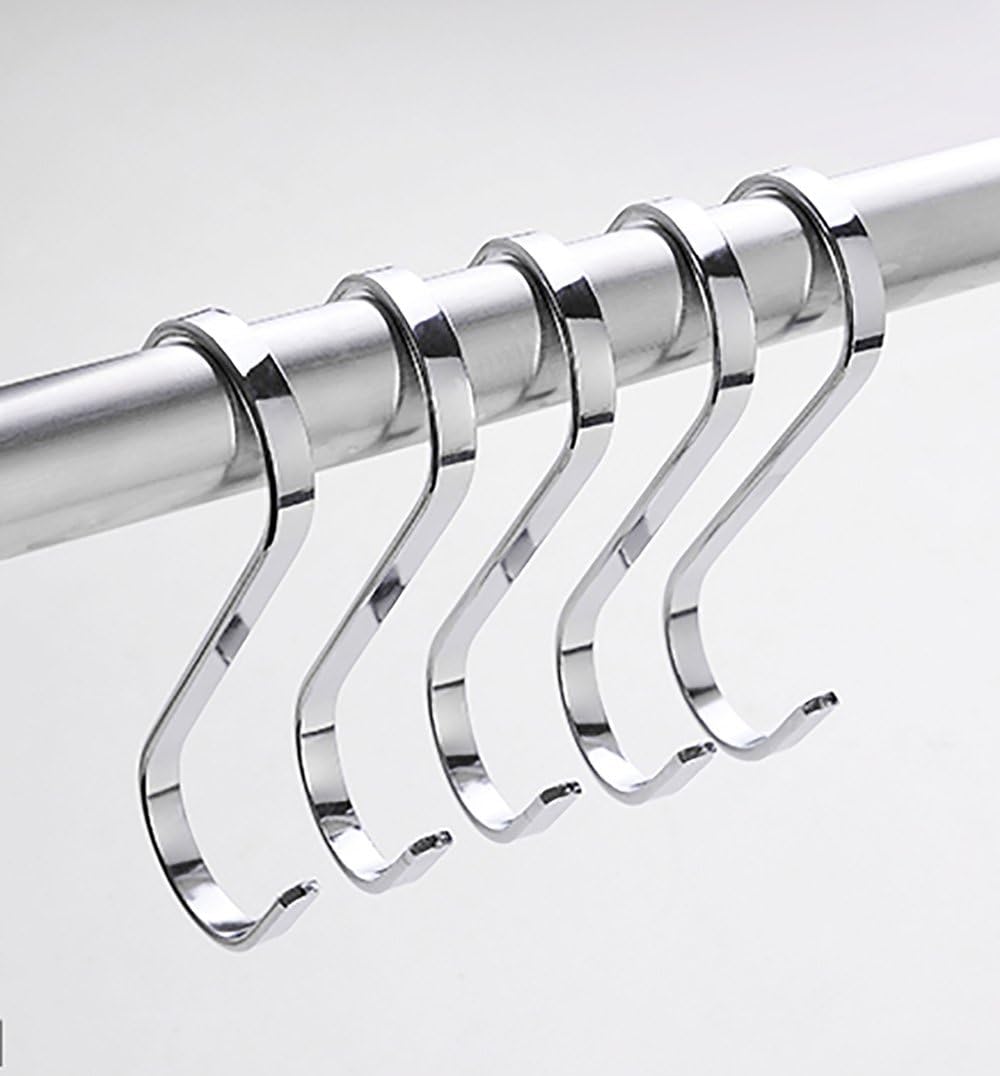 Cazlangtvy 9PCS 304 Stainless Steel 3 inch S Flat Hook S Shape Durable Hook Kitchen Pot Storage Box, Bedroom and Office, Home, Garden, Workplace, Outdoor, Silver, 3inch x0.9inch