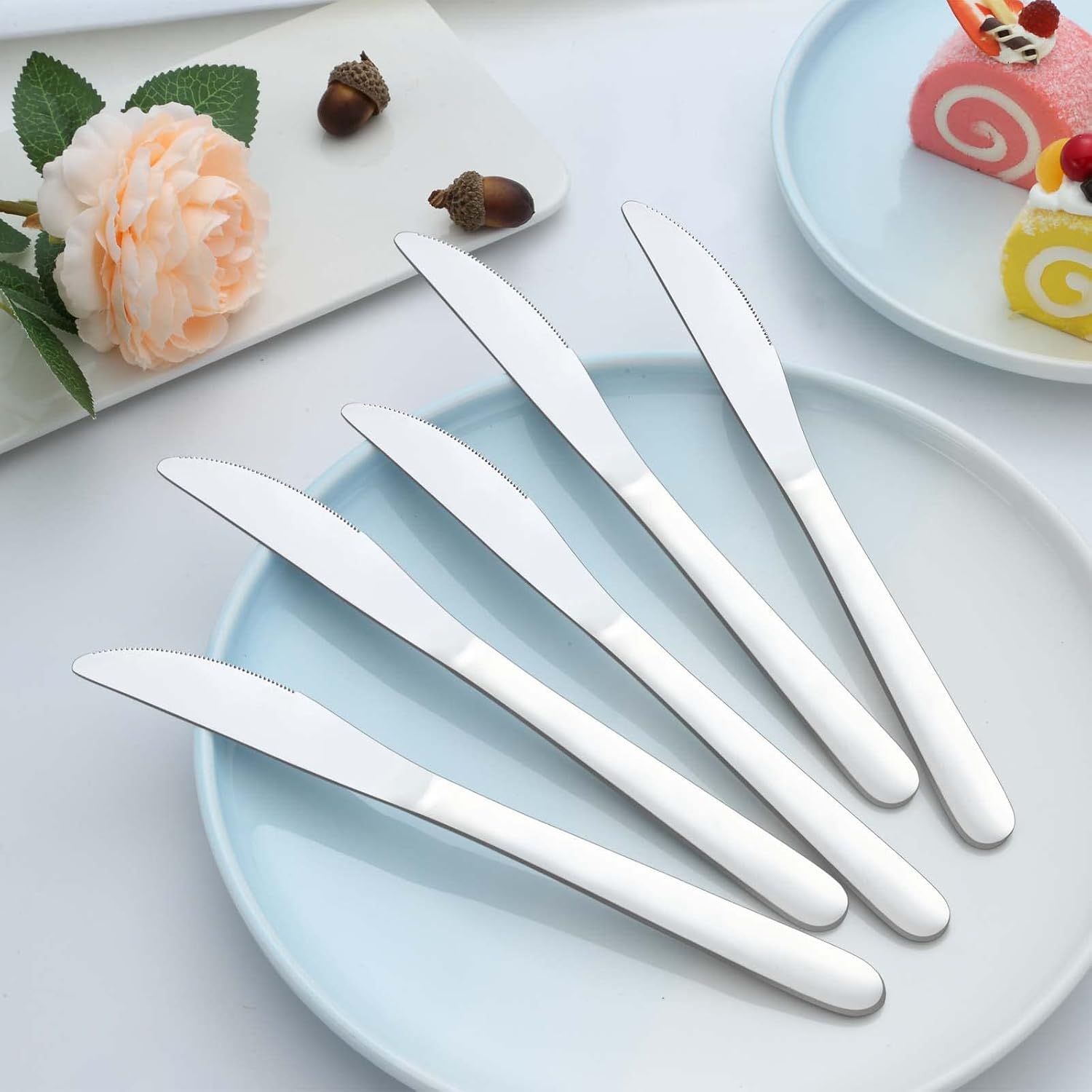 24 Pieces Knives Set - 9 Inches Dinner Knives, Butter Knife, Food Grad