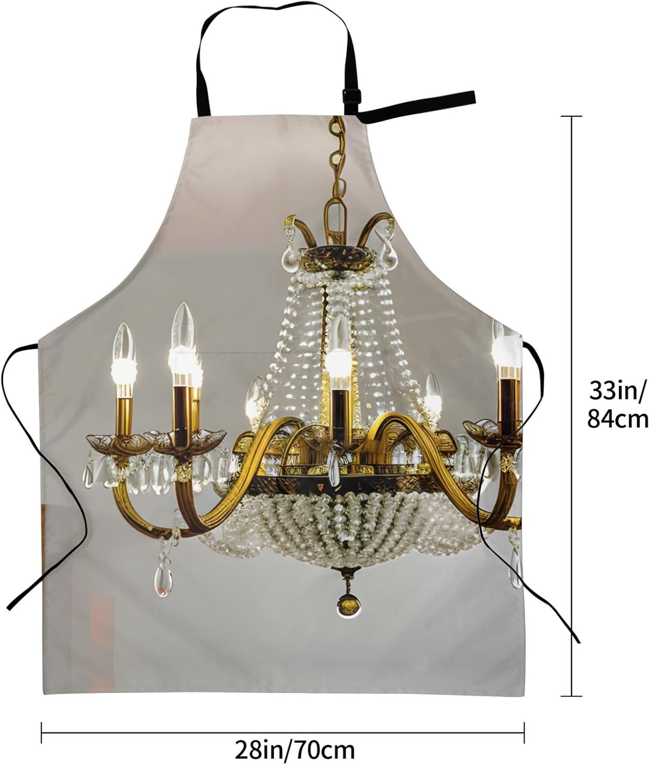 Ball Room Chandelier print Waterproof chef's apron with pocket apron for kitchen cooking baking barbecue and gardening