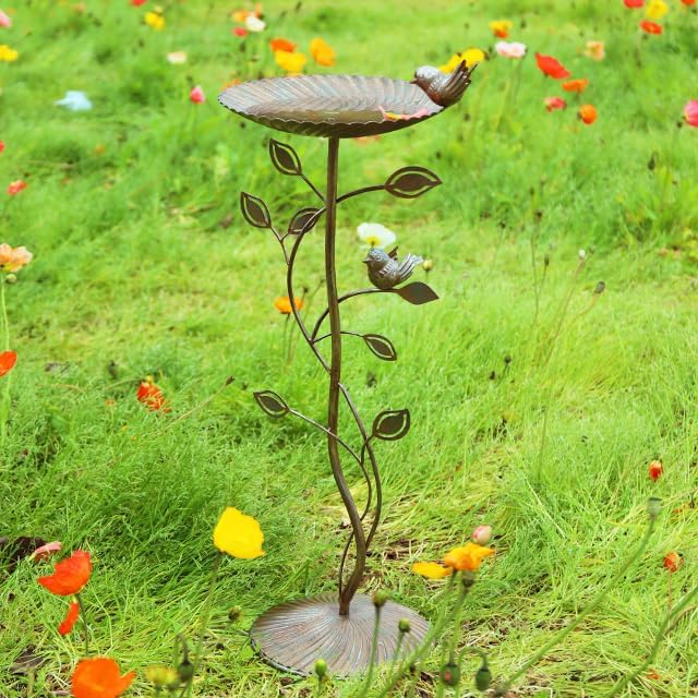 MUMTOP Metal Bird Baths for Outdoors, 35.5 inch Height Iron Pedestal Bird Bath for Outside, Vintage Sturdy Birdbath and Feeder Bowl for Garden Yard Patio Porch Decorations