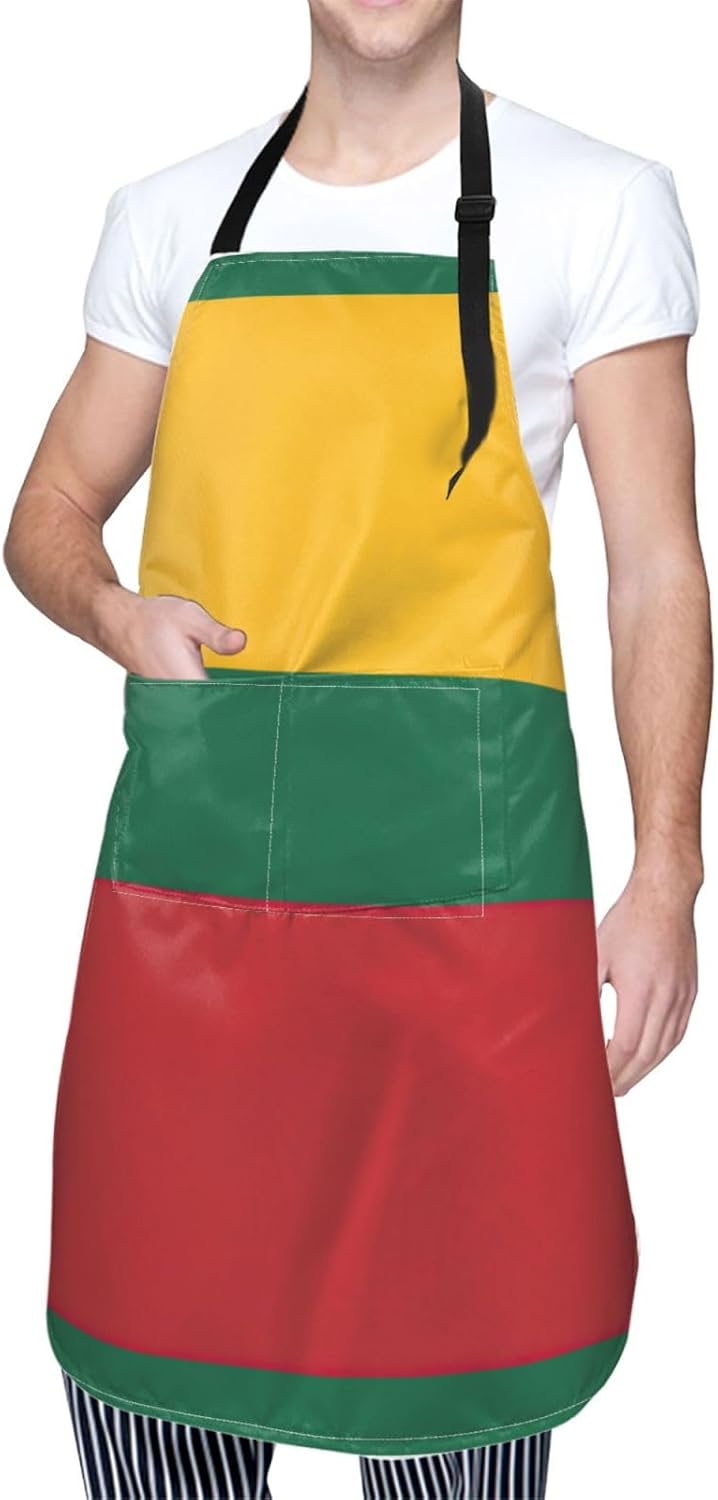 Flag of Lithuania print Waterproof chef's apron with pocket apron for kitchen cooking baking barbecue and gardening