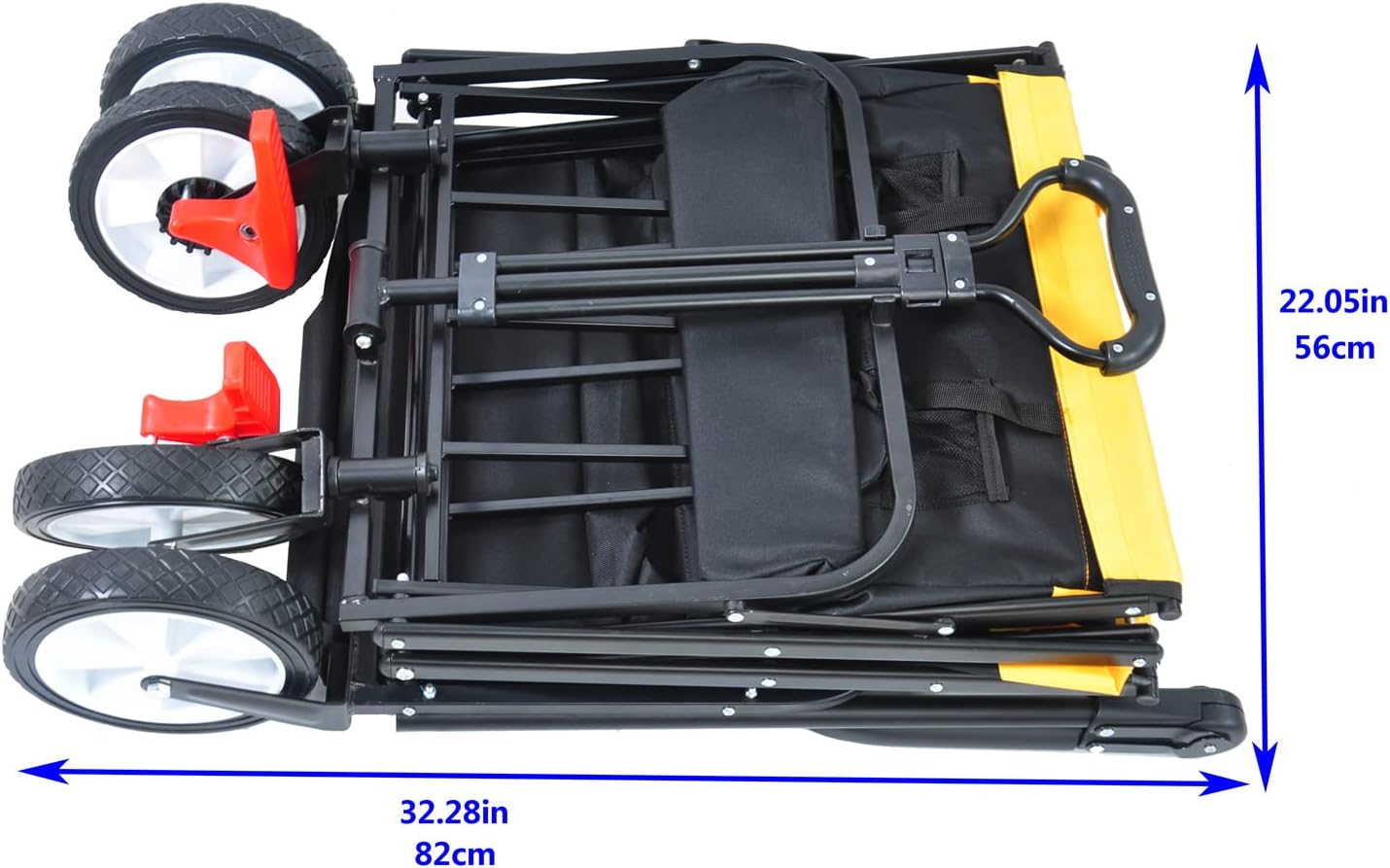 folding wagon Collapsible Outdoor Utility Wagon, Heavy Duty Folding Garden Portable Hand Cart, Drink Holder, Adjustable Handles