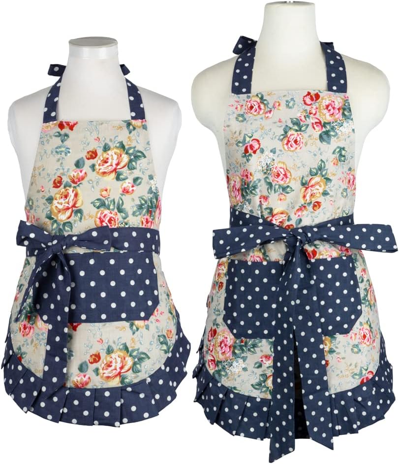 NEOVIVA Cooking Aprons with Pockets for Mama and Me, Parent and Child 