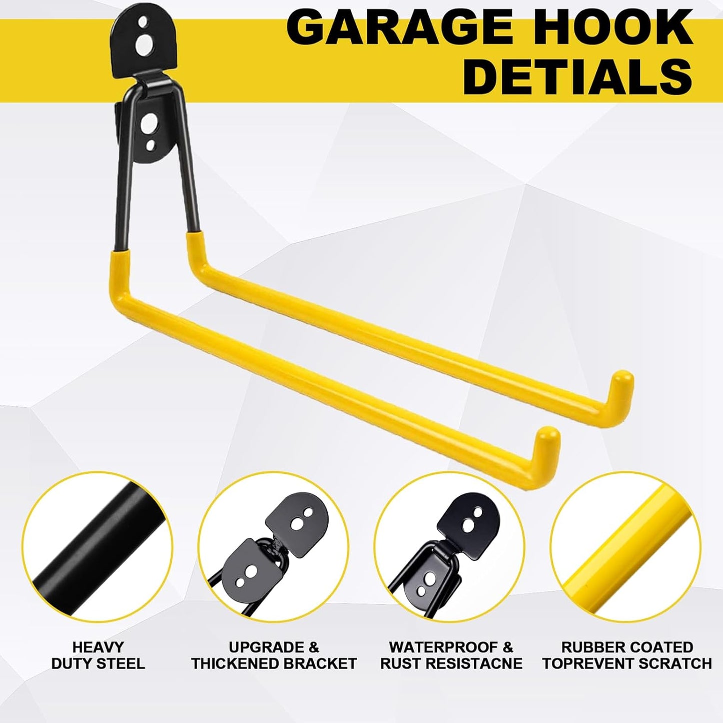 11 Inch Garage Hooks Heavy Duty, 4 Pack Large Garage Storage Utility Hooks, Wall Mount Tool Hanger, Garage Organizer for Ski/Snow Board, Chair, Hose, Chair, Broom, Garden Tools