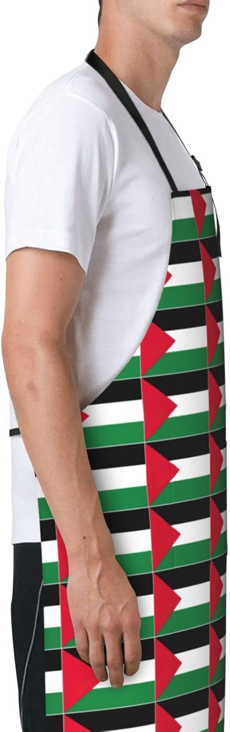 Palestine flag print Waterproof chef's apron with pocket apron for kitchen cooking baking barbecue and gardening