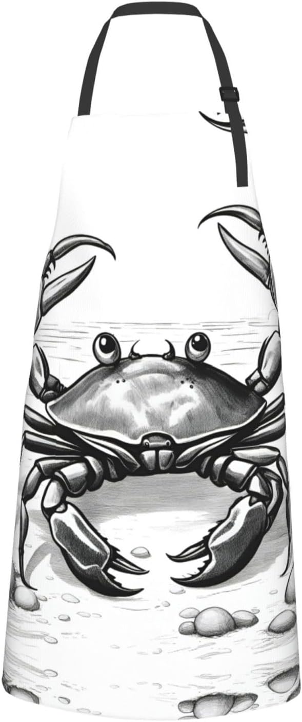 cartoon crab 1 print Waterproof chef's apron with pocket apron for kitchen cooking baking barbecue and gardening