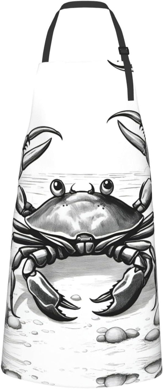 cartoon crab 1 print Waterproof chef's apron with pocket apron for kitchen cooking baking barbecue and gardening