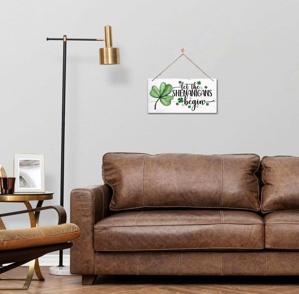 Hanging St. Patrick's Day Wooden Decor - 'Let the Shenanigans Begin' Wall Art, Home & Door Sign, Shamrock Theme