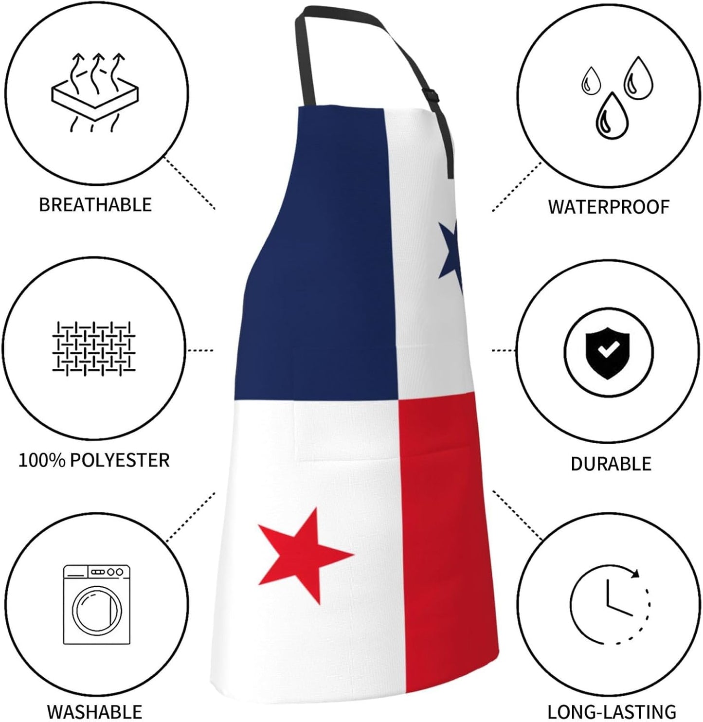 Flag of Panama print Waterproof chef's apron with pocket apron for kitchen cooking baking barbecue and gardening
