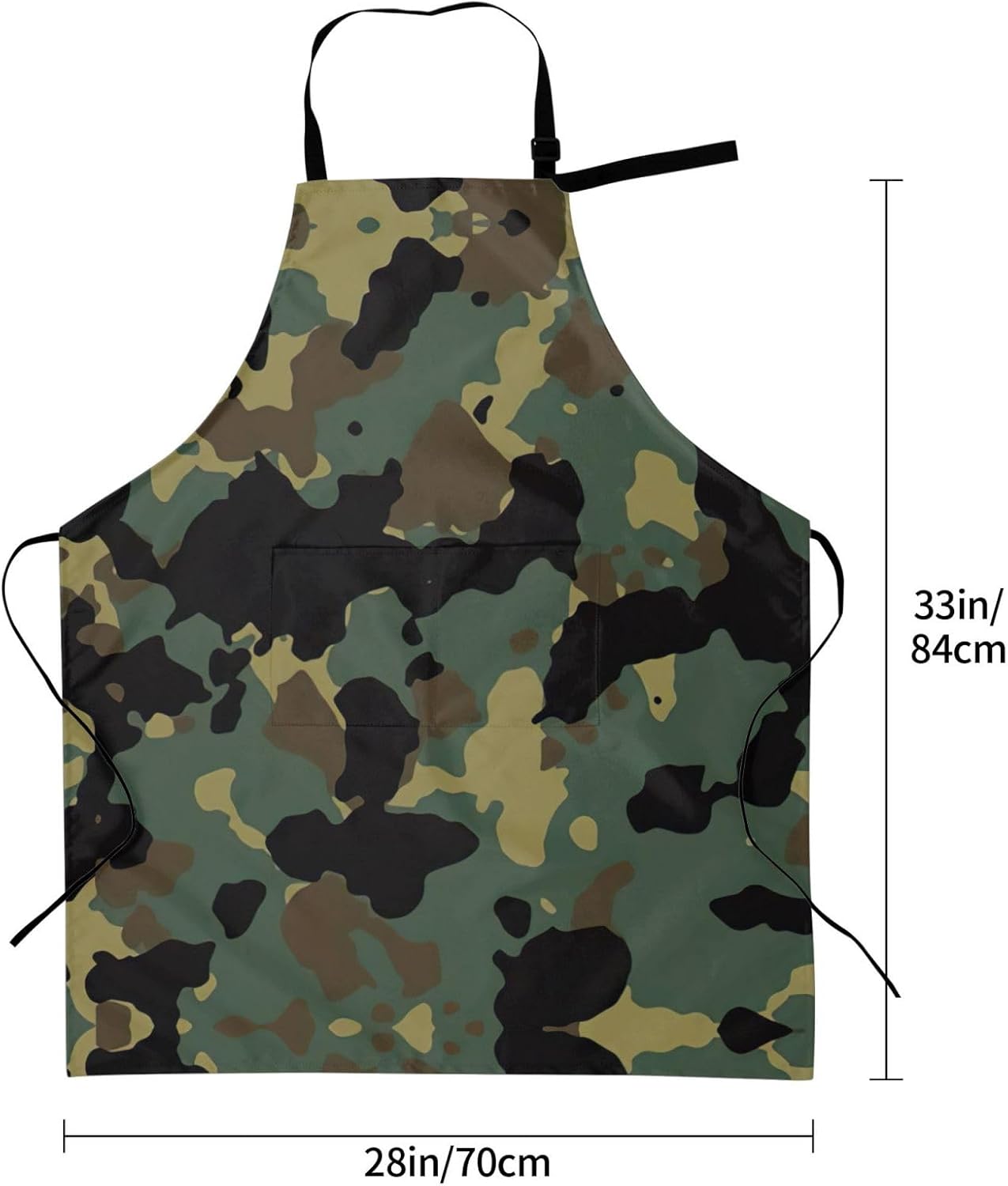 Camouflage Pattern Print Laundry apron 28x33 In Waterproof Kitchen Apron with Pockets for Cooking Baking