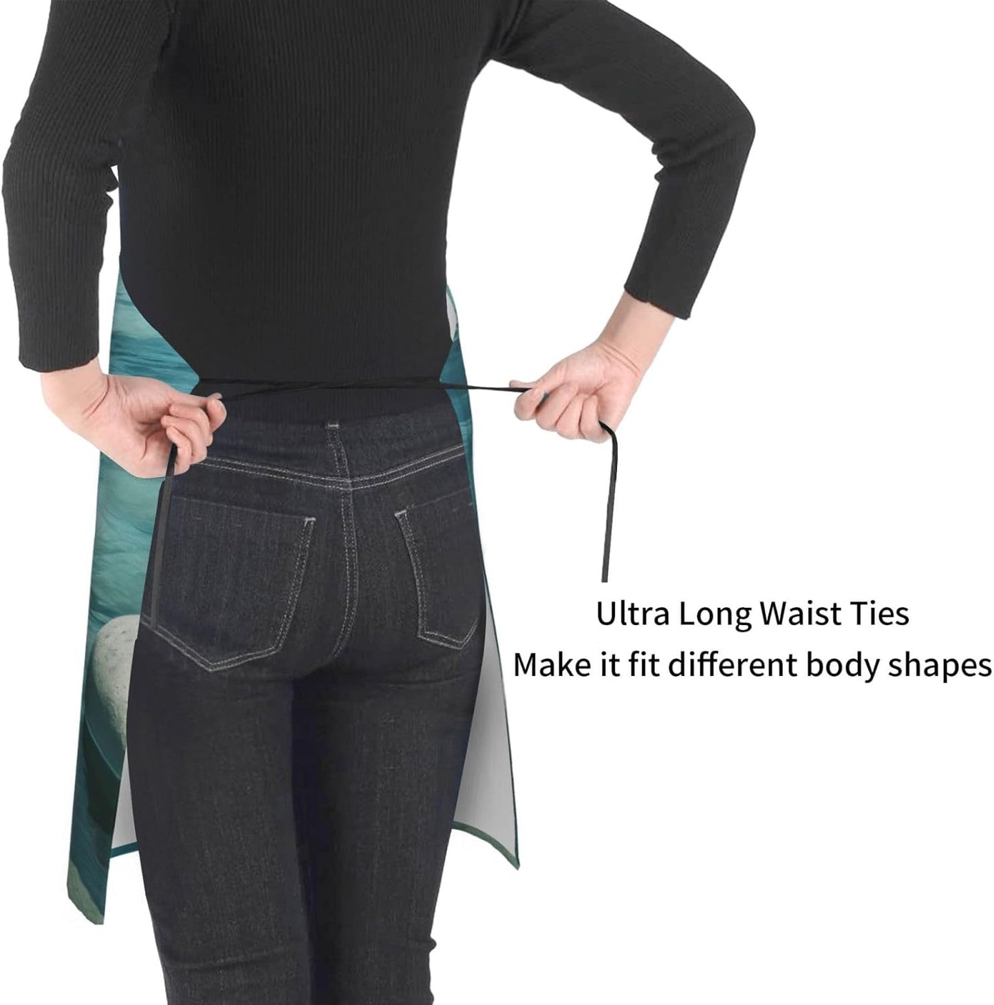 YANYU Tranquil water Print 28x33 In Kitchen Apron Stylish Chef Apron with Pockets for Cooking Baking Painting